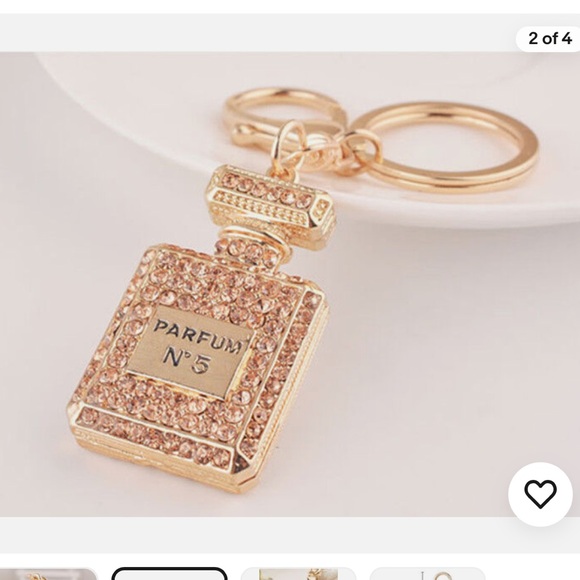 NIP Faux luxury keychain or bag accessory in gold and pink - Picture 3 of 5